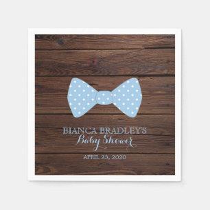 Little Man Baby Shower Rustic Wood Bowtie Napkin