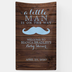 Little Man Baby Shower Rustic Wood Moustache Banner