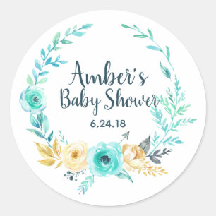 Little Man Baby Shower Teal Blue Favour Tag Sticke