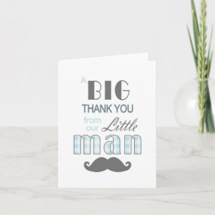 Little Man Baby Shower Thank You Card Moustache