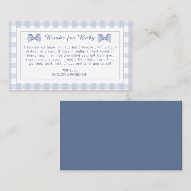 Little Man Blue bow tie baby shower  Enclosure Card (Front/Back)