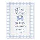 Little Man Blue bow tie baby shower Welcome Sign