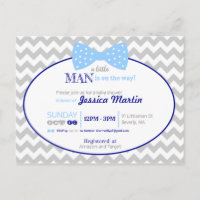 Little Man Bow Navy Blue Grey Boy Baby Shower