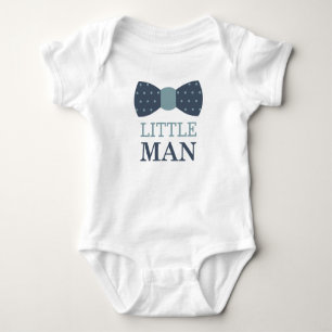 Little Man Bow Tie Baby Bodysuit in Navy and Grey