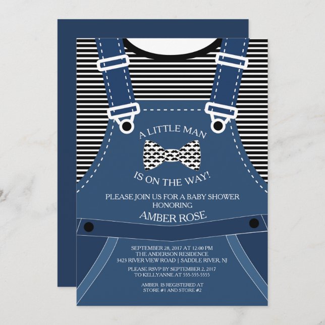 Little Man Bow Tie Baby Shower Invitation (Front/Back)