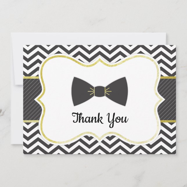 Little Man Bow Tie Baby Shower Thank You Card (Front)