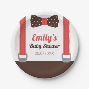 Little Man Bowtie Baby Boy Shower Paper Plates