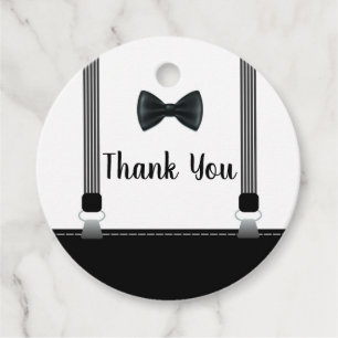 Little Man Boy Black Grey Bow Tie baby shower Favour Tags