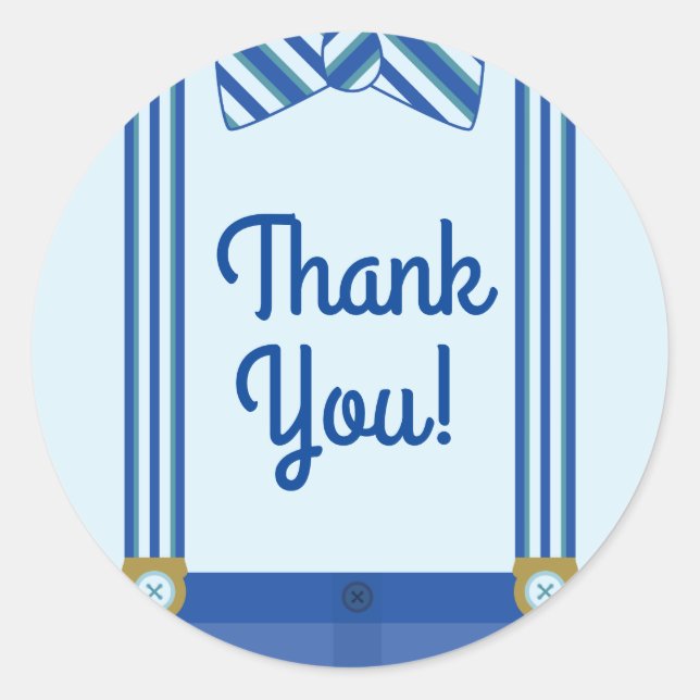 Little Man Boy's 1st Birthday Party Classic Round Sticker (Front)