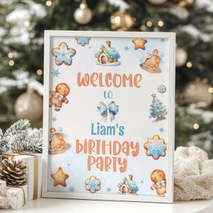 Little Man Christmas cookie birthday Welcome Poster