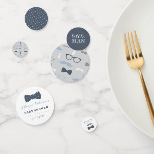 Little Man Confetti, Navy Blue, Grey Confetti
