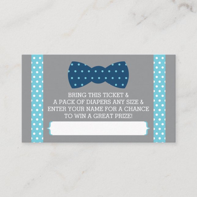 Little Man Diaper Raffle Ticket, Baby Blue, Navy Enclosure Card (Front)
