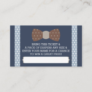Little Man Diaper Raffle Ticket, Navy Blue, Brown Enclosure Card