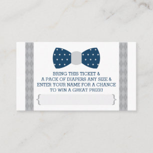 Little Man Diaper Raffle Ticket, Navy Blue, Grey Enclosure Card
