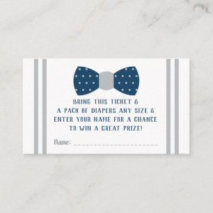 Little Man Diaper Raffle Ticket, Navy, Grey Enclosure Card