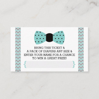 Little Man Diaper Raffle Ticket, Teal, Black Enclosure Card