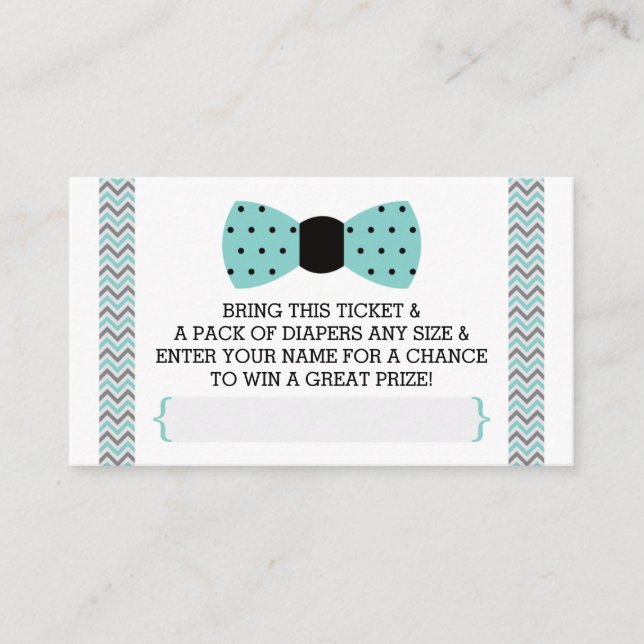 Little Man Diaper Raffle Ticket, Teal, Black Enclosure Card (Front)