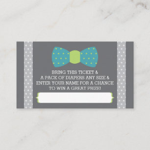 Little Man Diaper Raffle Ticket, Teal, Lime, Grey Enclosure Card