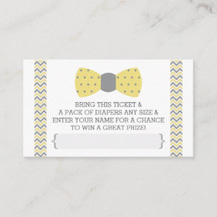 Little Man Diaper Raffle Ticket, Yellow, Grey Enclosure Card