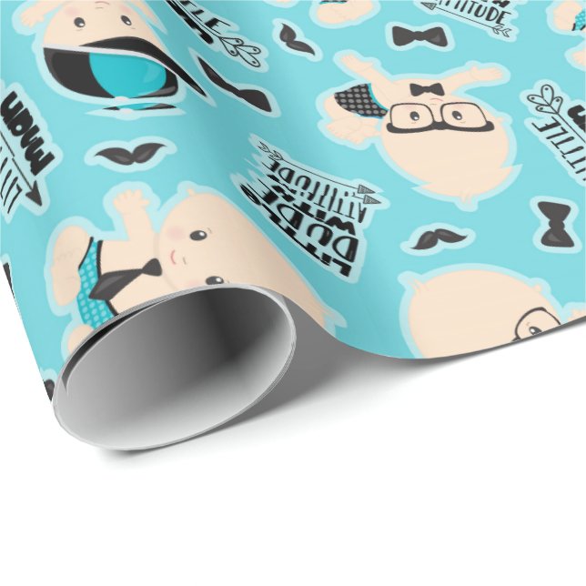 Little man dude word art pattern warty wrap wrapping paper (Roll Corner)