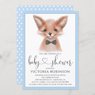 Little Man Fox Boy Woodland Baby Shower Invitation