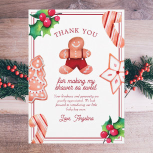 Little Man Gingerbread Baby Shower Thank You Card