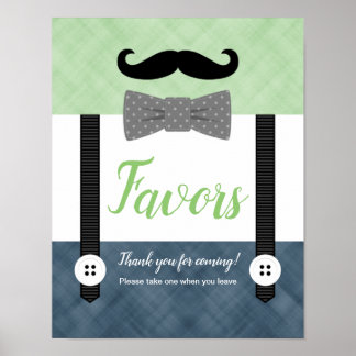 Little man green navy boy baby shower favors sign