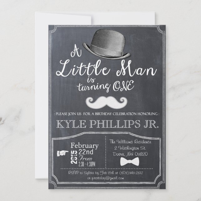 Little Man Lil Man 1st First Birthday Invitation (Front)
