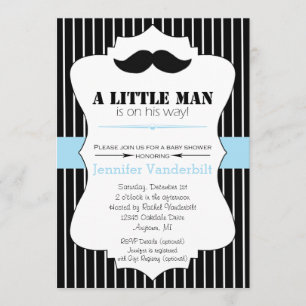 Little Man Moustache Baby Shower Invitation
