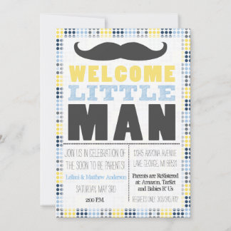 Little Man Moustache Baby Shower Invitation