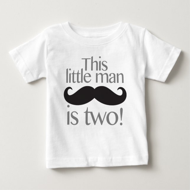 Little Man Moustache Birthday Shirt Grey & Black (Front)