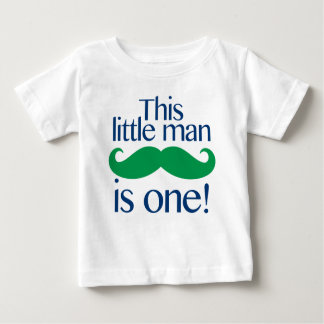 Little Man Moustache Birthday Shirt Navy & Green