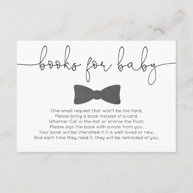 Little man moustache boy baby shower books for bab enclosure card (Front)