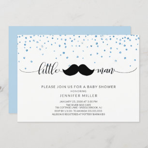 Little Man Moustache Boys Baby Shower Invitation