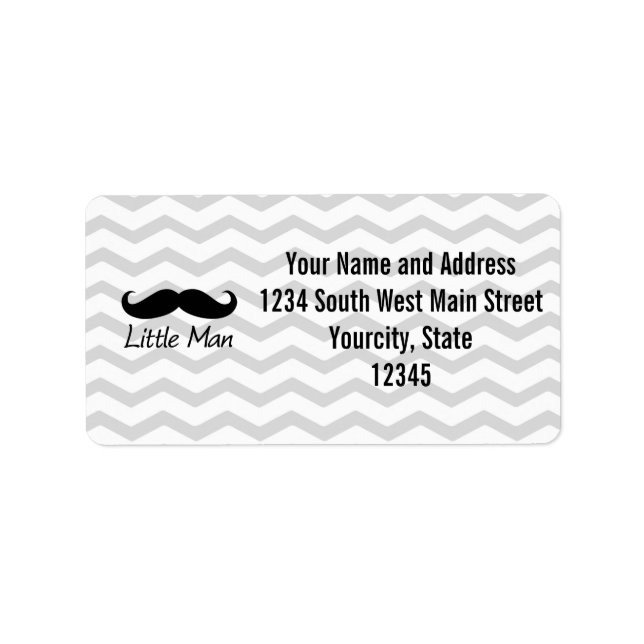 Little Man Moustache Chevron Cute Boys Label (Front)