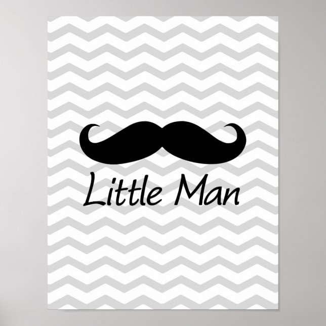 Little Man Moustache Chevron Cute Boys Poster (Front)