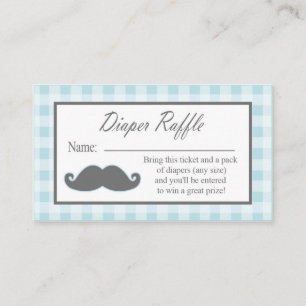 Little Man Moustache Diaper Raffle Ticket Enclosure Card
