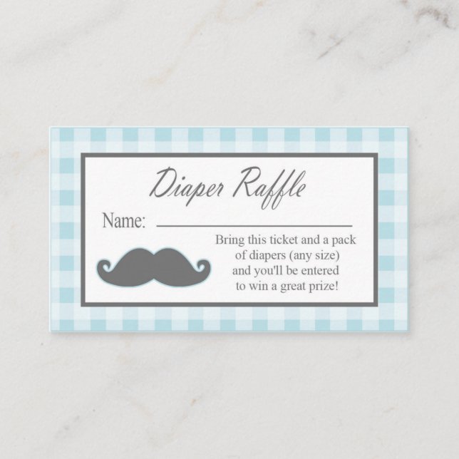 Little Man Moustache Diaper Raffle Ticket Enclosure Card (Front)