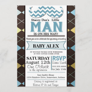 Little Man Moustache Shower invite