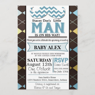 Little Man Moustache Shower invite