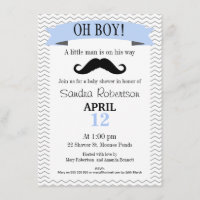 Little Man Mustache Baby Shower Invitation