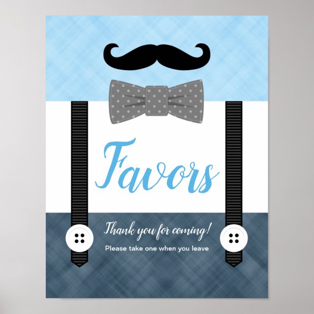 Little man navy blue boy baby shower favours sign (Front)