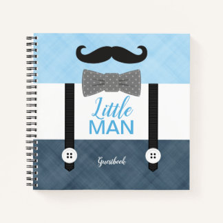 Little man navy blue boy baby shower guestbook notebook