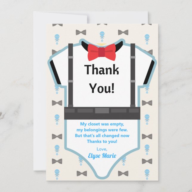 Little Man On the Way Baby Shower Thank You Card (Front)