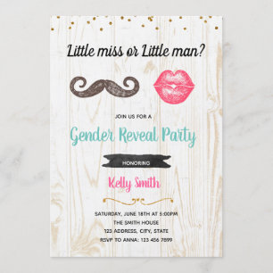 Little man or little miss gender reveal invitation