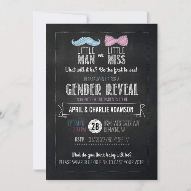 Little Man or Little Miss? Gender Reveal Invitation (Front)