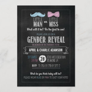Little Man or Little Miss? Gender Reveal Invitation