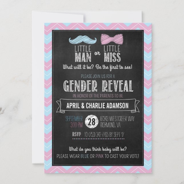 Little Man or Little Miss? Gender Reveal Invitation (Front)