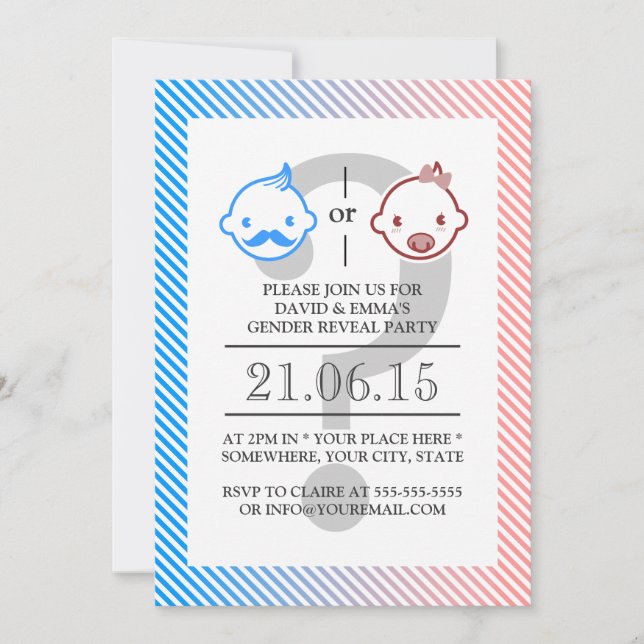 Little Man or Little Miss Gender Reveal Invitation (Front)