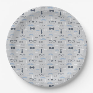 Little Man Paper Plate, Navy, Grey Paper Plate